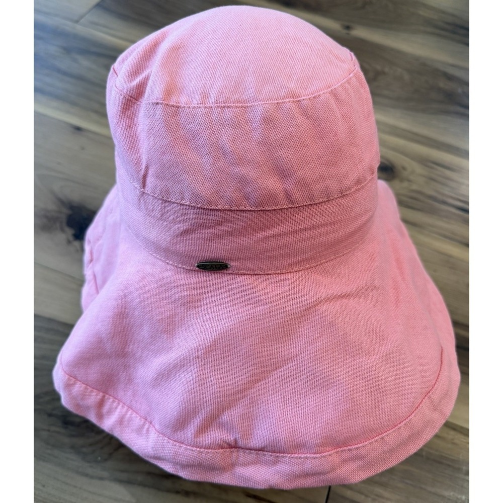 Scala Collezione Pink Wide Brim Sun Hat Adjustable Drawstring Beach Garden OS
